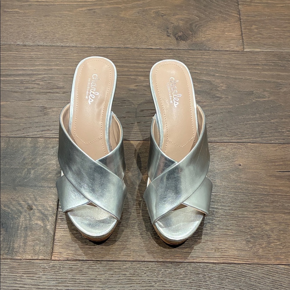 Charles By Charles David Metallic Silver Mules